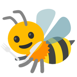 Fork and knife with plate and Honeybee
