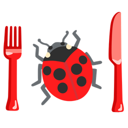 Fork and knife with plate and Lady beetle