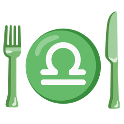 Fork and knife with plate and Libra