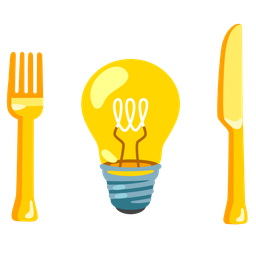Fork and knife with plate and Light bulb