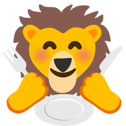 Fork and knife with plate and Lion