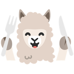 Fork and knife with plate and Llama