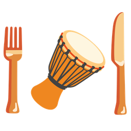 Fork and knife with plate and Long drum