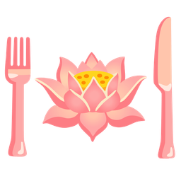 Fork and knife with plate and Lotus