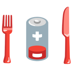 Fork and knife with plate and Low battery