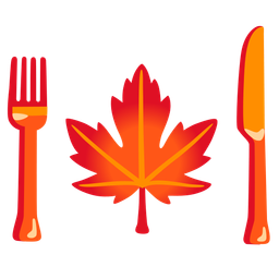 Fork and knife with plate and Maple leaf