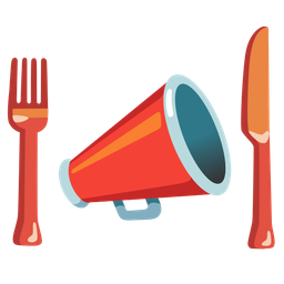 Fork and knife with plate and Megaphone