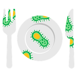 Fork and knife with plate and Microbe