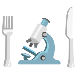 Fork and knife with plate and Microscope