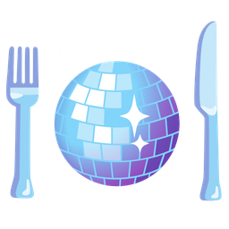 Fork and knife with plate and Mirror ball