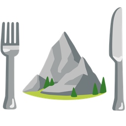 Fork and knife with plate and Mountain