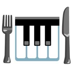 Fork and knife with plate and Musical keyboard