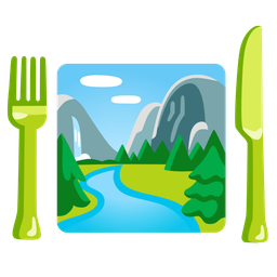 Fork and knife with plate and National park