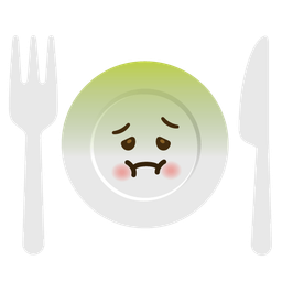 Fork and knife with plate and Nauseated face