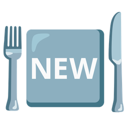 Fork and knife with plate and NEW button