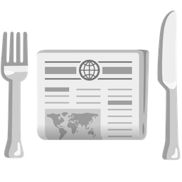 Fork and knife with plate and Newspaper
