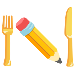 Fork and knife with plate and Pencil