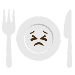 Fork and knife with plate and Persevering face