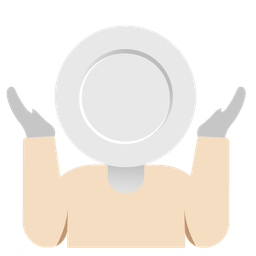 Fork and knife with plate and Person shrugging