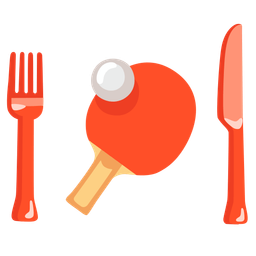 Fork and knife with plate and Ping pong
