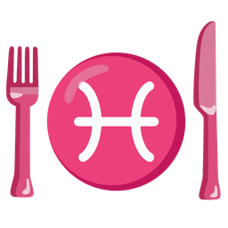 Fork and knife with plate and Pisces