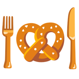 Fork and knife with plate and Pretzel
