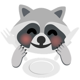 Fork and knife with plate and Raccoon