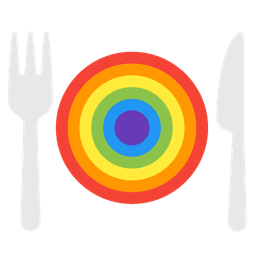 Fork and knife with plate and Rainbow