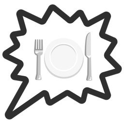 Fork and knife with plate and Right anger bubble