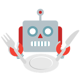 Fork and knife with plate and Robot