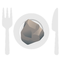 Fork and knife with plate and Rock