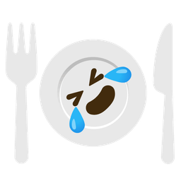 Fork and knife with plate and Rolling on the floor laughing