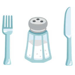 Fork and knife with plate and Salt