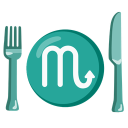 Fork and knife with plate and Scorpio