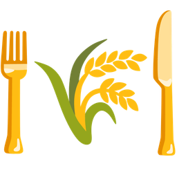 Fork and knife with plate and Sheaf of rice