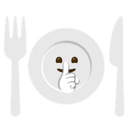 Fork and knife with plate and Shushing face