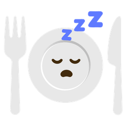 Fork and knife with plate and Sleeping face