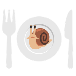 Fork and knife with plate and Snail