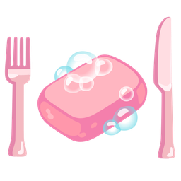 Fork and knife with plate and Soap