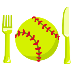 Fork and knife with plate and Softball