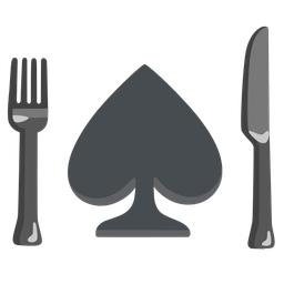 Fork and knife with plate and Spade suit