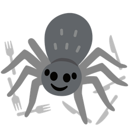Fork and knife with plate and Spider