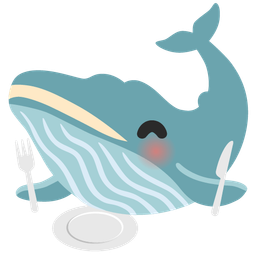 Fork and knife with plate and Spouting whale