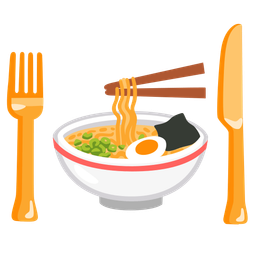 Fork and knife with plate and Steaming bowl