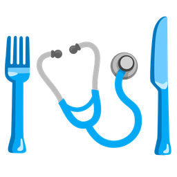 Fork and knife with plate and Stethoscope