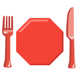 Fork and knife with plate and Stop sign