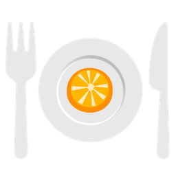 Fork and knife with plate and Tangerine