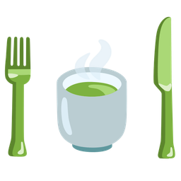 Fork and knife with plate and Teacup without handle