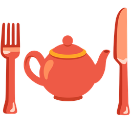 Fork and knife with plate and Teapot