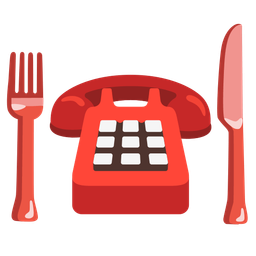 Fork and knife with plate and Telephone